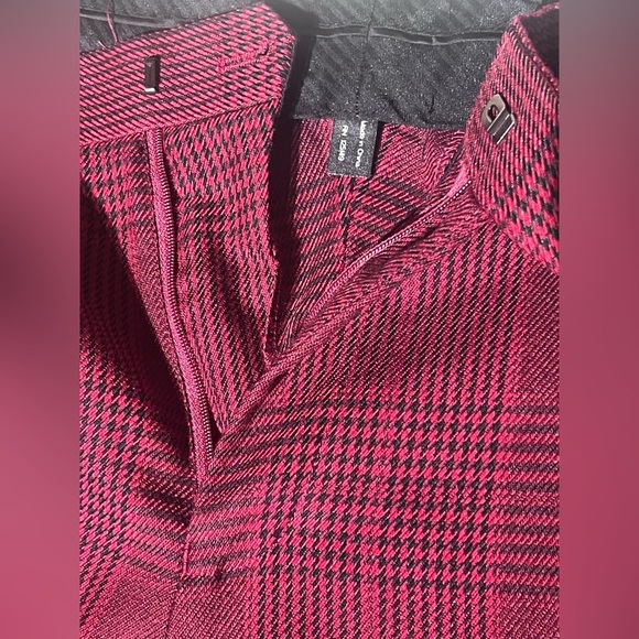 Topman Burgundy Red Check Slim Fit Trousers W34 L30 Glen Plaid Pants - Picture 9 of 10